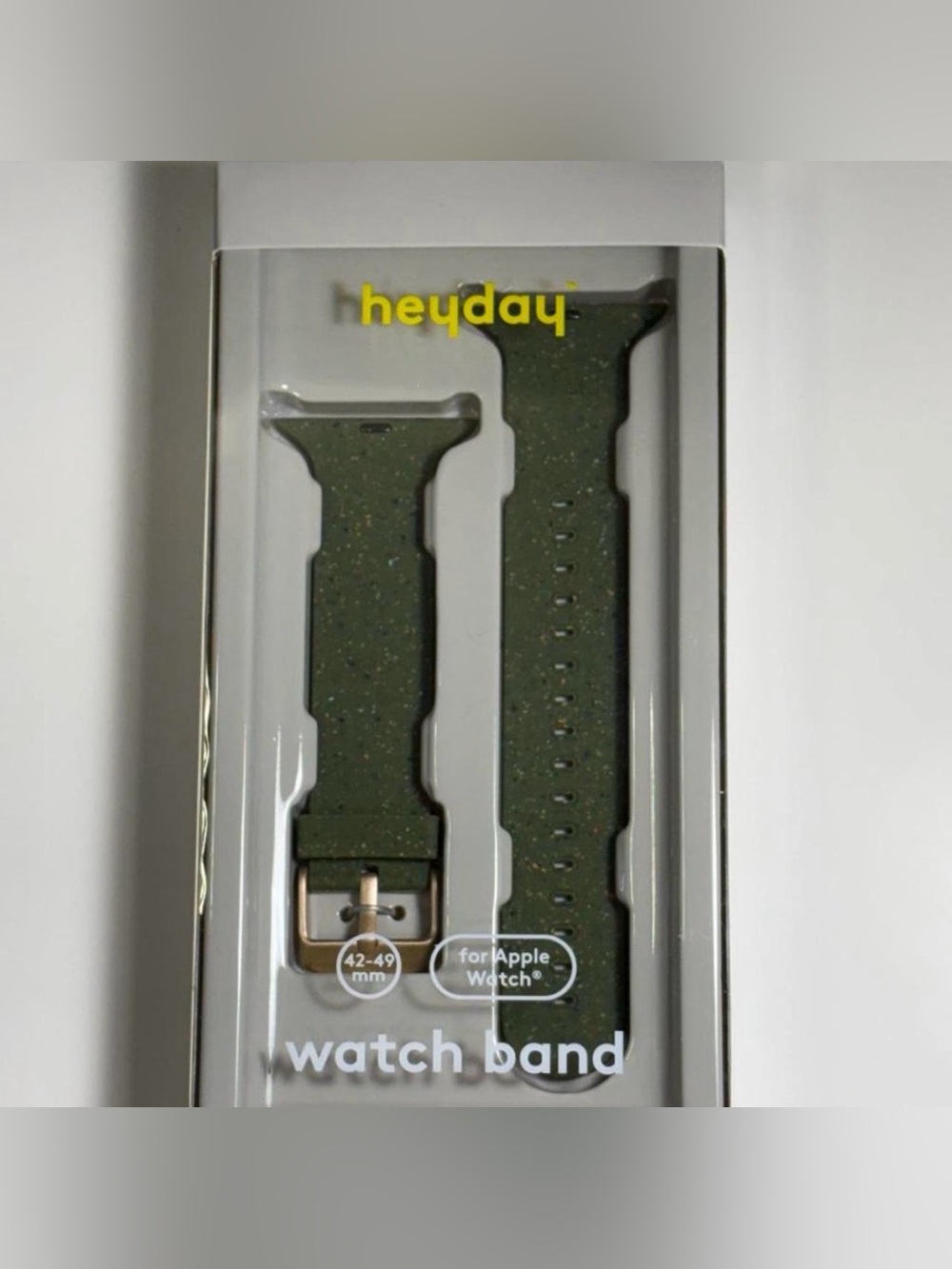 heyday Olive Green Speckled Silicone Apple Watch Band with Rose Gold Buckle